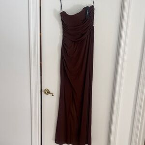 Lulu's Deep Brown Ruched Gown